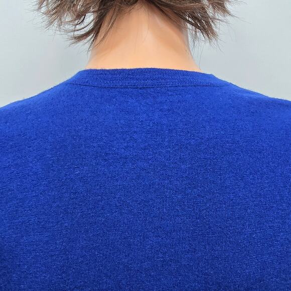 Banana Republic Wool Sweater V-neck Men XL Blue Gray Striped 100% Wool - Picture 9 of 10